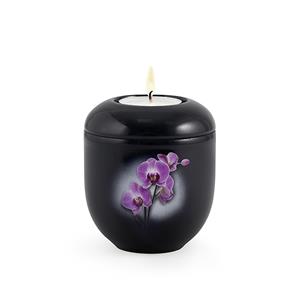 Urnwebshop Diepzwart Waxinelicht Urntje Orchidee (0.3 liter)