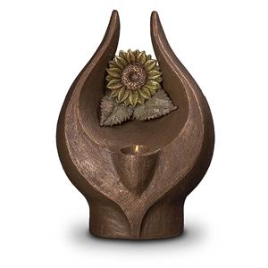 Urnwebshop Grote Keramische Design Urn Stralende Zonnebloem (3.5 liter)