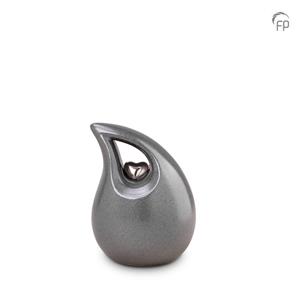 Urnwebshop Mini Keramische Teardrop Urn Grey Metallic (0.8 liter)