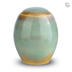 Urnwebshop Grote Keramische Pot Urn Turquoise - Beige (4 liter)