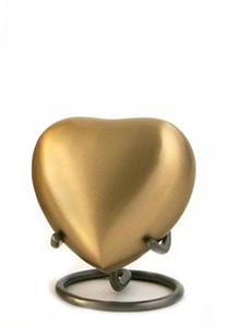 Urnwebshop Classic Bronze Hart Urn, inclusief Standaard (0.11 liter)