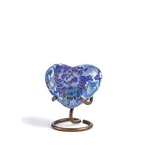 Urnwebshop Elite Floral Blue Cloisonne Hart Urn, inclusief Standaard (0.11 liter)