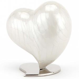 Urnwebshop Grote Mother of Pearl Hart Urn Parelwit (3.6 liter)