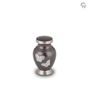 Urnwebshop Mini Urn Antraciet - Zilveren Vlinders (0.05 liter)