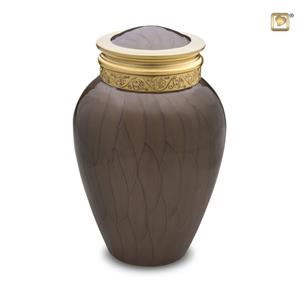 Urnwebshop Kleine Blessing Urn Bruinmarmer, Gouden Sierrand (0.8 liter)