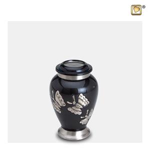 Urnwebshop LoveUrns Mini Urn Midnight - Zilveren Vlinders (0.055 liter)