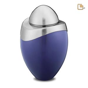 Urnwebshop Grote LoveUrns Amor Urn Blauw, Matzilver Top (3.8 liter)