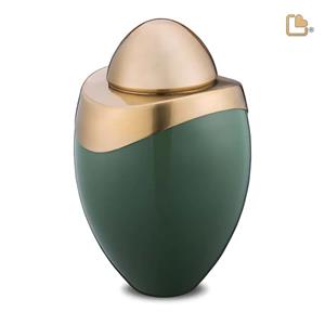 Urnwebshop Grote LoveUrns Amor Urn Saliegroen, Matgouden Top (3.8 liter)