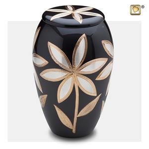 Urnwebshop Grote Messing Urn - Messing Bloemen (3.6 liter)