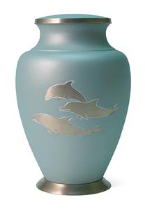 Urnwebshop Grote Messing Aria Dolfijnen Urn (3.5 liter)