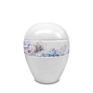 Urnwebshop Kleine Porseleinen Pot Urn Blauwe Bloemen (0.6 liter)