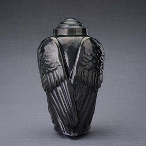 Urnwebshop Keramische Crematie As Urn Wings Antraciet (3.1 liter)