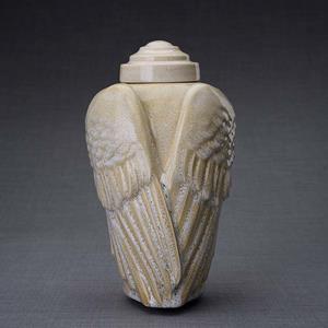 Urnwebshop Keramische Crematie As Urn Wings Light Sand (3.1 liter)