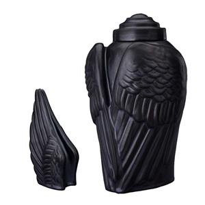 Urnwebshop Art Urnen Voordeelset Wings Matzwart (3.1 en 0.22 liter)