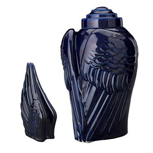 Urnwebshop Art Urnen Voordeelset Wings Kobalt Metallic (3.1 en 0.22 liter)