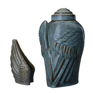 Urnwebshop Art Urnen Voordeelset Wings Green Oiled (3.1 en 0.22 liter)