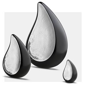 Urnwebshop Teardrop Urnen Voordeelset Black - Silver (2.74 liter totaal)