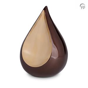 Urnwebshop Grote Teardrop Urn Bruin - Beige Inlay (3.3 liter)