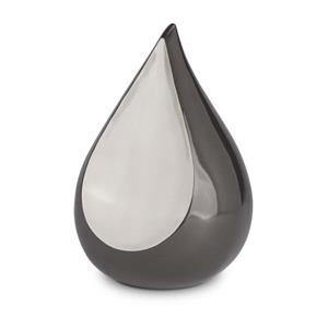 Urnwebshop Grote Teardrop Urn Antraciet - Matzilver (3.3 liter)