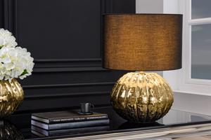 Invicta Interior tafellamp ABSTRACT 50cm goud zwart metalen stoffen kap- 42739