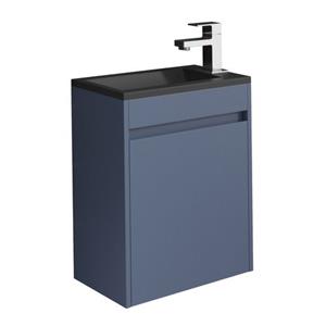 Badplaats Toiletmeubel Sinta 40cm - Blauw - Zwarte Wastafel