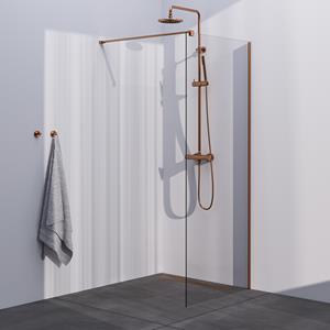 Brauer Copper Season inloopdouche helder glas 80x200 met muurprofiel koper geborsteld