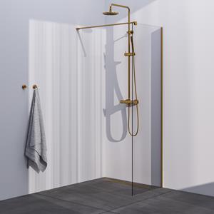 Brauer Gold Season inloopdouche helder glas 60x200 met muurprofiel goud geborsteld