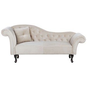 BELIANI Chaise longue fluweel beige linkszijdig LATTES