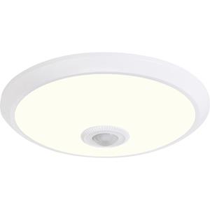 BES LED LED Plafondlamp met Sensor + Dag en Nacht Sensor - Kozolux Crimpy - 20W 1500lm - Natuurlijk Wit 4200K - Opbouw - Rond - Wit