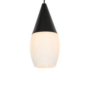 QAZQA Moderne hanglamp zwart met opaal glas - Drop