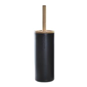 Items WC/Toiletborstel in houder keramiek zwart x 10 cm -