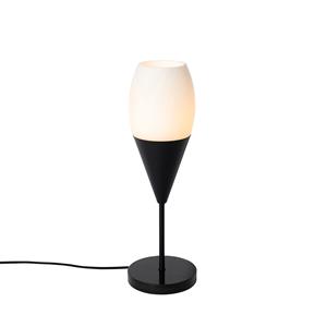 QAZQA Moderne tafellamp zwart met opaal glas - Drop