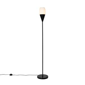QAZQA Moderne vloerlamp zwart met opaal glas - Drop