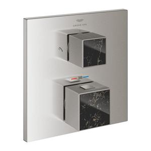 Grohe Grohtherm cube afdekset thermostaat m/omstel v.noir supersteel 24430dc0