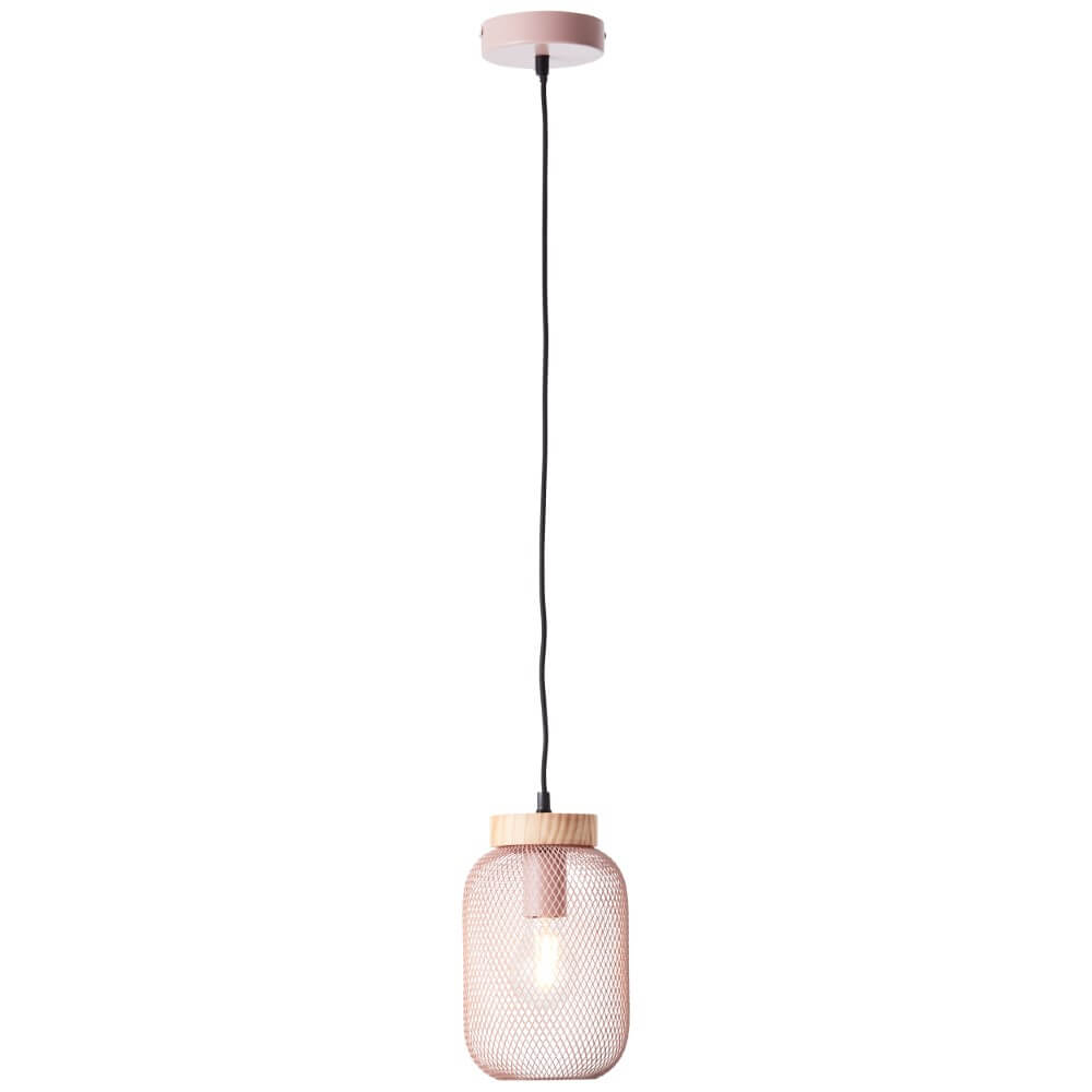 Brilliant Roze hanglamp Giada met hout 99109/04
