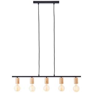 Brilliant 5-lichts hanglamp Kerry zwart met hout 99713/76