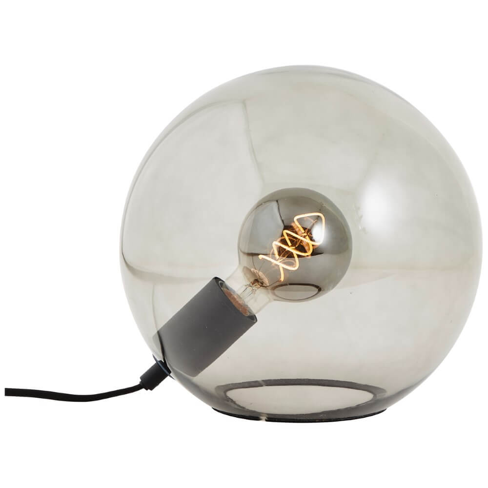 Brilliant Bol tafellamp Belado zwart met smoke glas 92804/76
