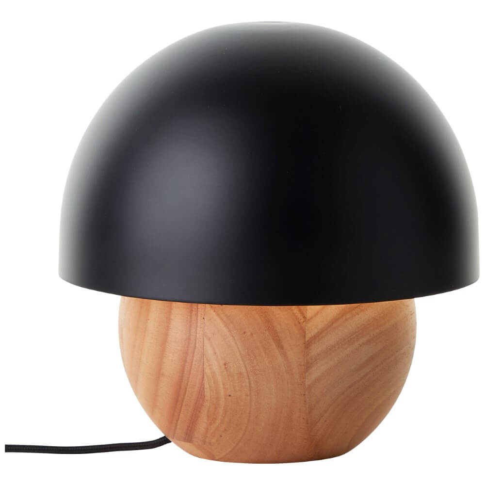 Brilliant Houten tafellamp Nalam bol met zwarte kap 94701/76