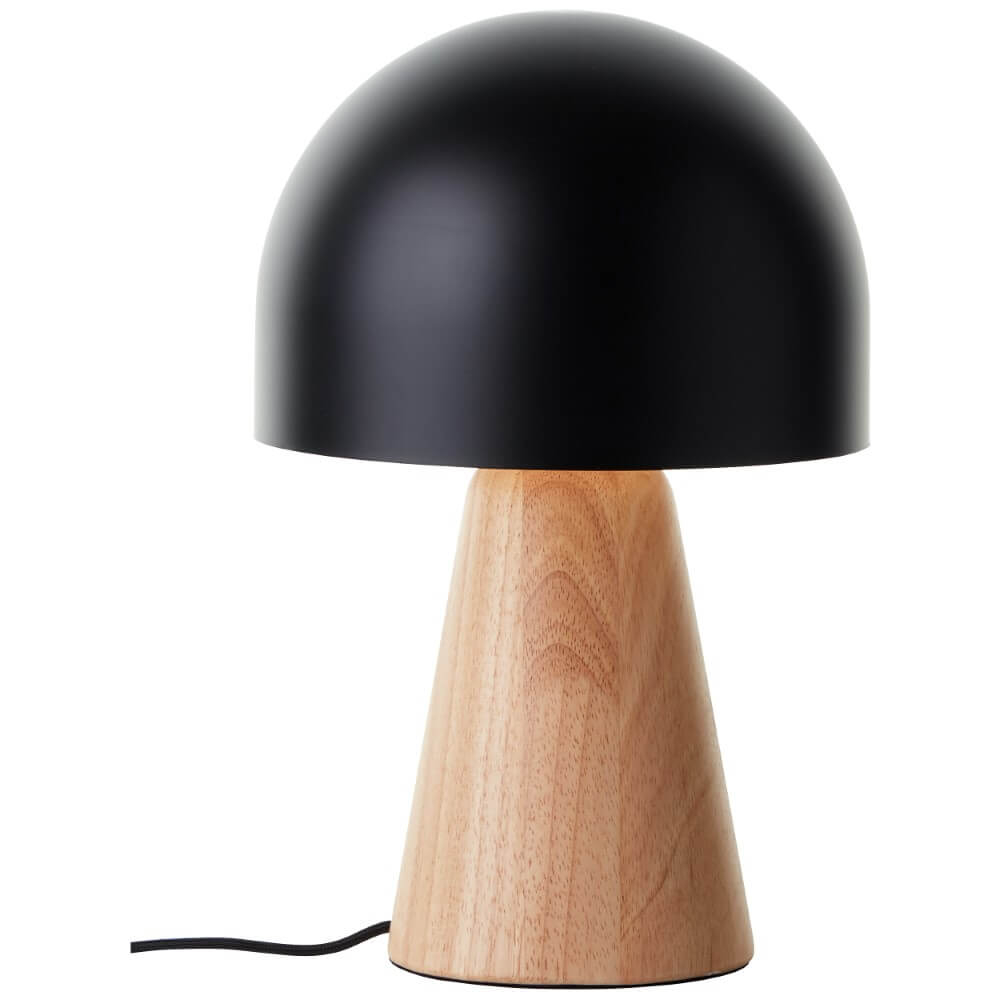 Brilliant Houten tafellamp Nalam kegel met zwarte kap 94702/76
