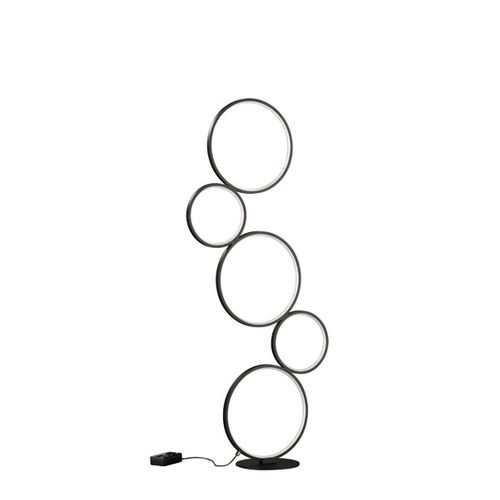 Trio Industriële Vloerlamp Rondo Met 5 Led Ringen - Dimbaar - Metaal - Zwart