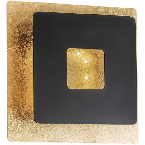 FISCHER & HONSEL LED-Wandleuchte Hennes, 18x18cm, blattgold/schwarz