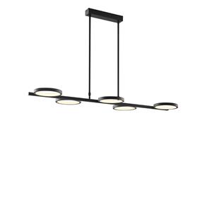 qazqa Moderne Hängelampe schwarz inkl. led 3-stufig dimmbar 5-flammig - Vivé - Schwarz