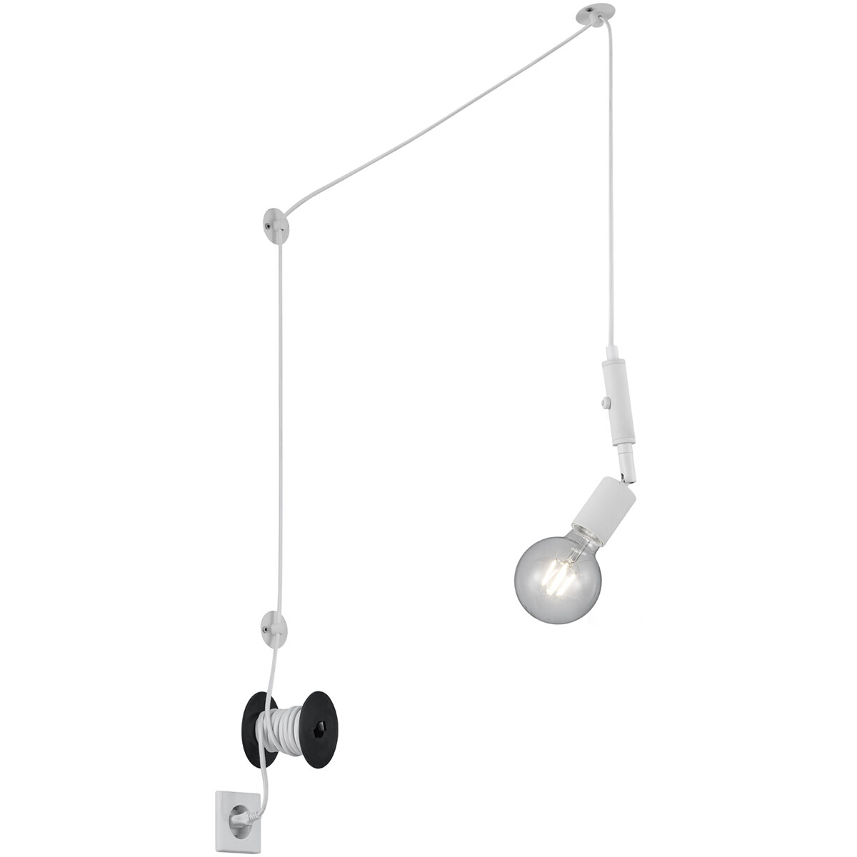 BES LED LED Hanglamp - Hangverlichting - Trion Stoluno - E27 Fitting - Rond - Mat Wit - Aluminium