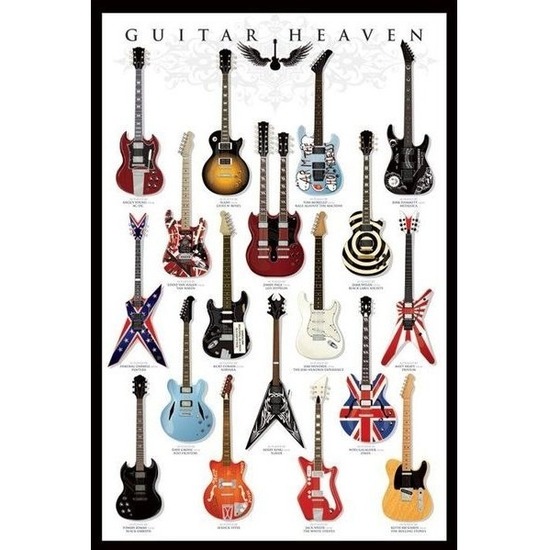 Merkloos Poster met gitaren muziek thema 61 x 91 cm -