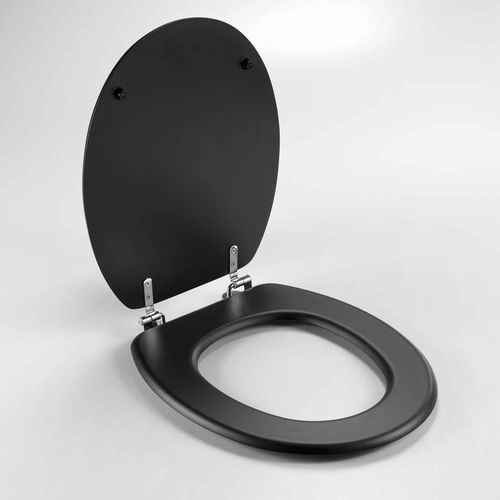 Wicotex  Toiletbril - Wc Bril Mdf - Hout Mat Zwart - Inclusief Metallic Scharnieren.