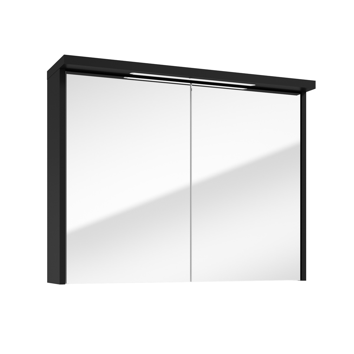 Fontana Grado spiegelkast met verlichting 80cm 2 deuren zwart mat