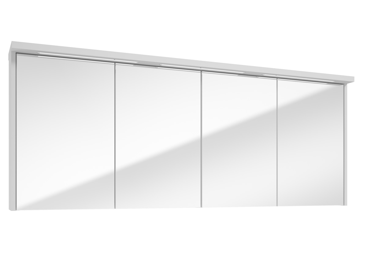 Fontana Grado spiegelkast met verlichting 157cm 4 deuren wit mat
