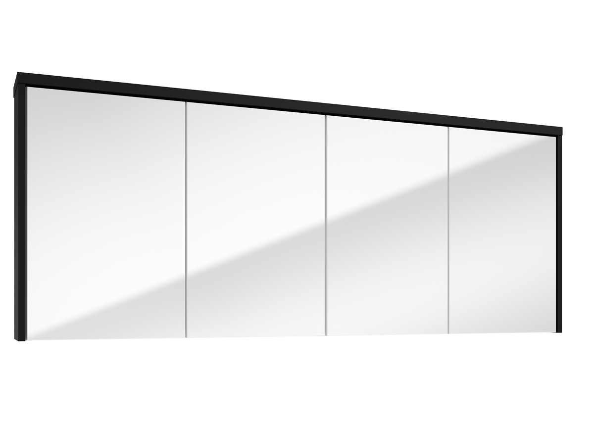 Fontana Basic spiegelkast 157cm met 4 deuren zwart mat