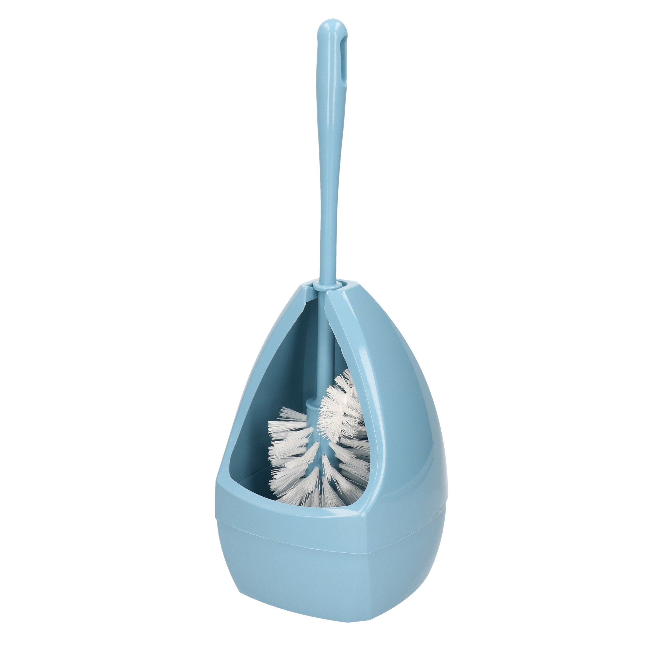 Brumag Wc-borstel/toiletborstel met randreiniger inclusief houder lichtblauw 39.5 cm van kunststof -