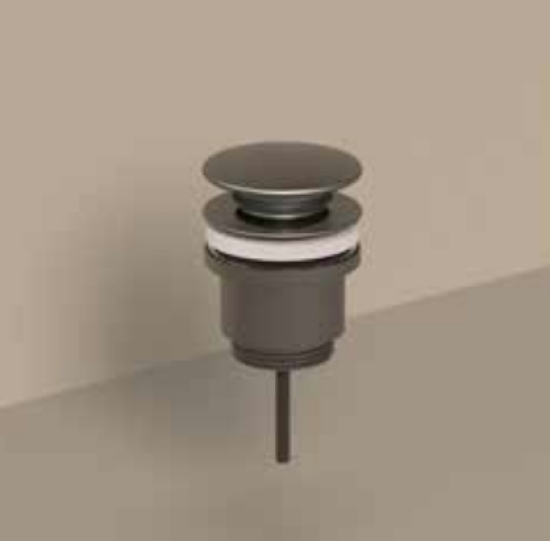 IVY Bond fonteinset: fonteinkraan met gebogen uitloop model S 19,4 cm en clickplug, geborsteld mat koper PVD